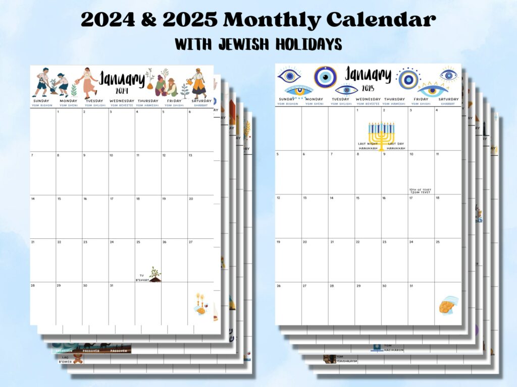 2025 Calendar With Jewish Holidays Printable Stay Organized and Connected to Your Heritage