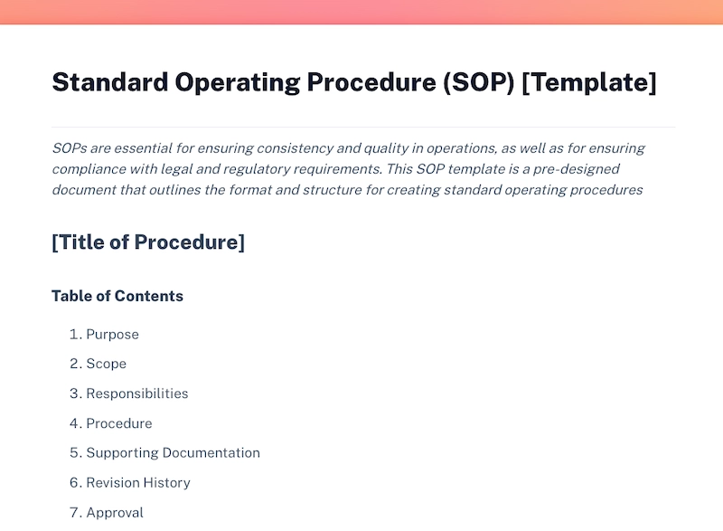 Document Procedure Template: A Guide to Creating Standardized and ...