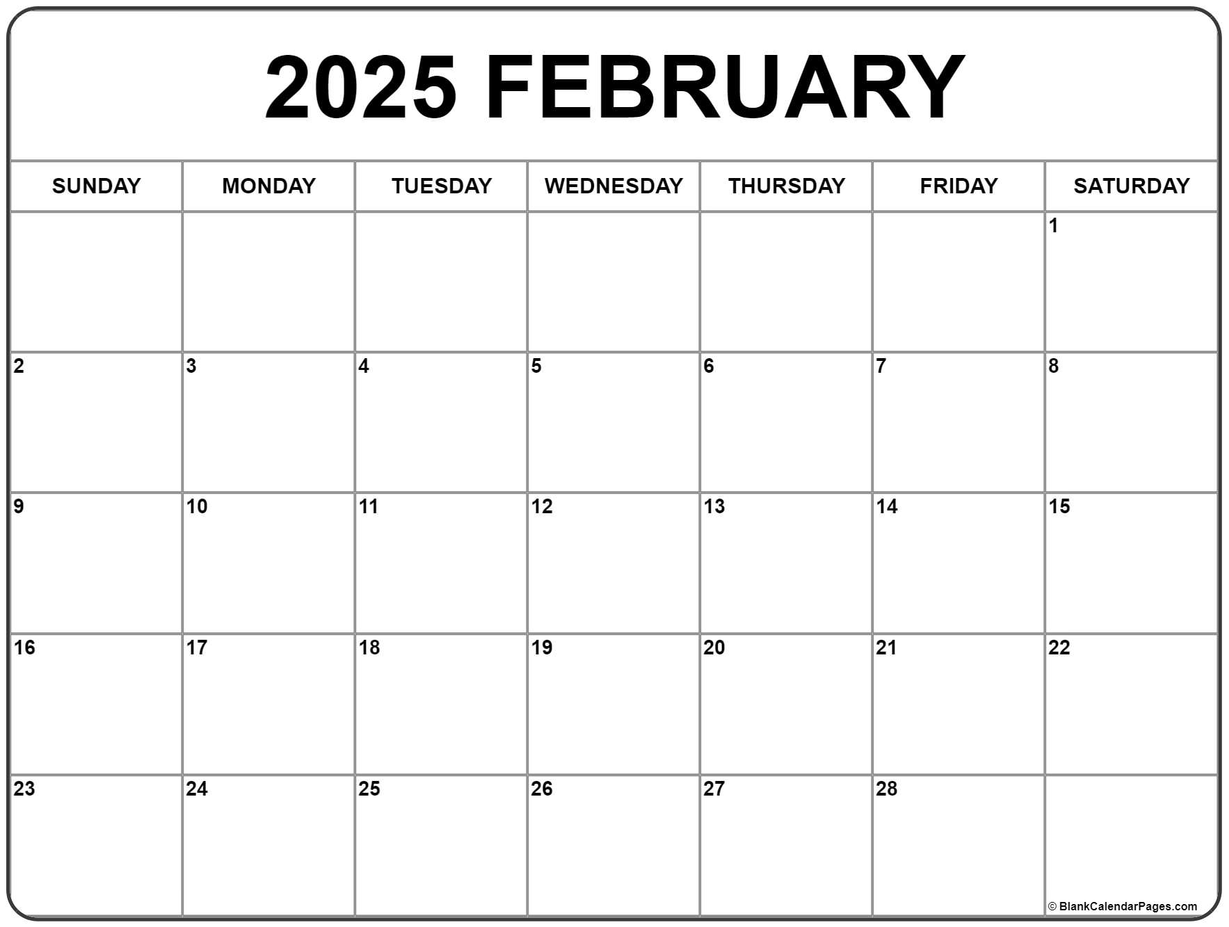 Free Printable Calendar 2025 February Plan Your Month Effectively Free Printable Template