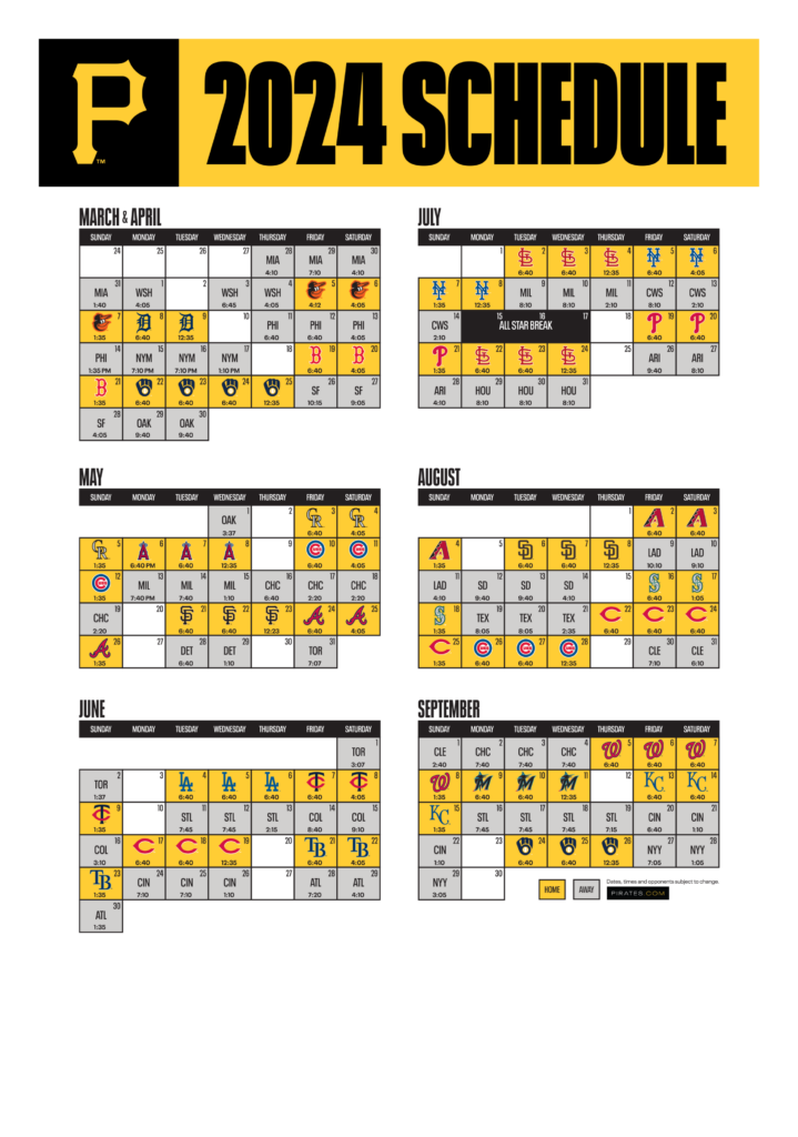 Pittsburgh Pirates 2025 Printable Schedule Your Guide to the Season
