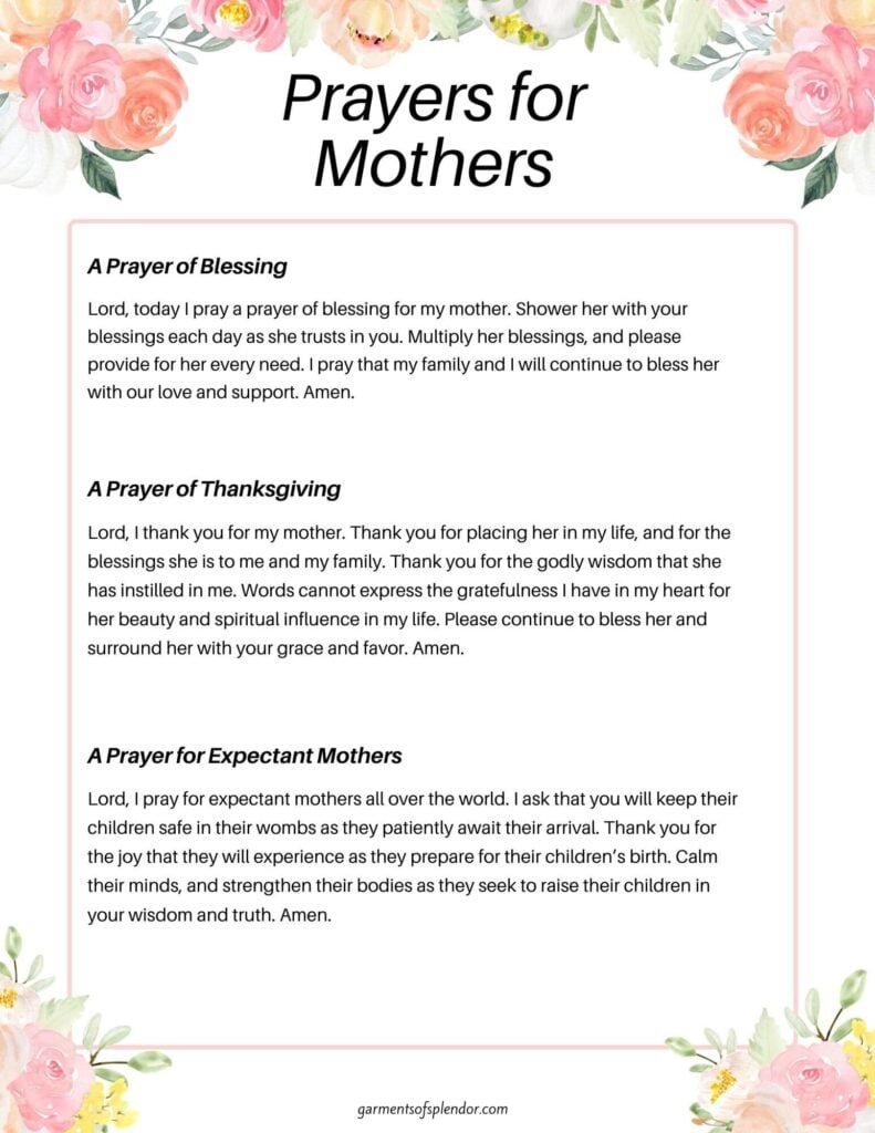 15 Powerful Prayers For Mothers with Free Printables 