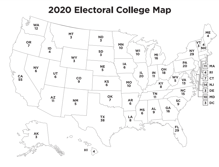 2020 Free Printable Electoral College Map Classy Mommy