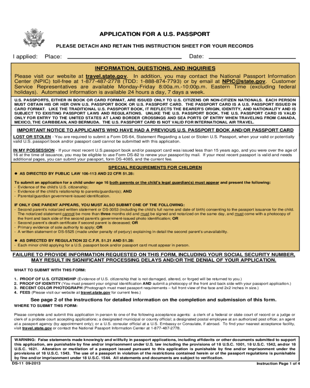 2024 Passport Application Form Fillable Printable PDF Forms Handypdf