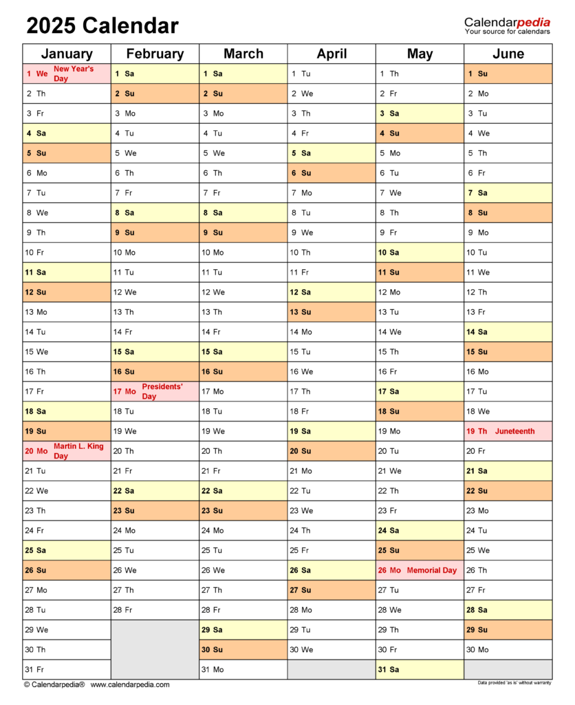 2025 Calendar Free Printable Excel Templates Calendarpedia