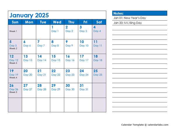 2025 Free Printable Calendar With Julian Date Design Printable 