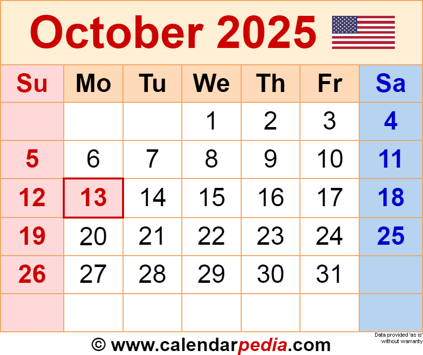 2025 October Calendar Printable Ginny Chelsey