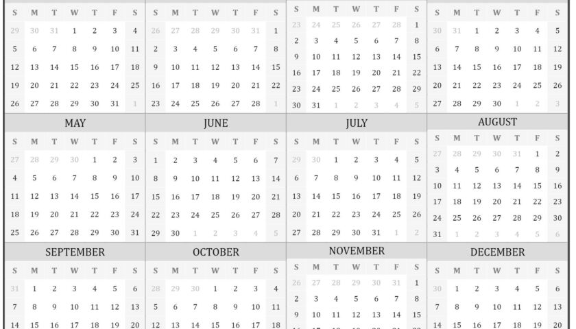 2025 Year Calendar Yearly Printable