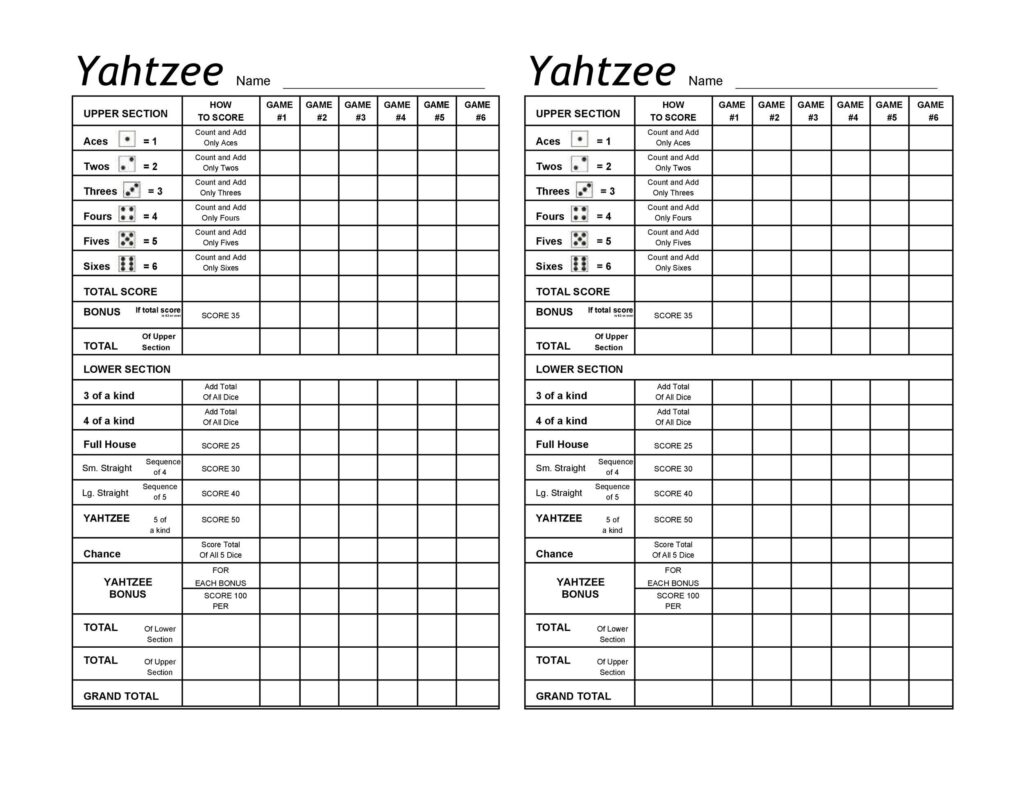 28 Printable Yahtzee Score Sheets Cards 101 FREE Template Lab