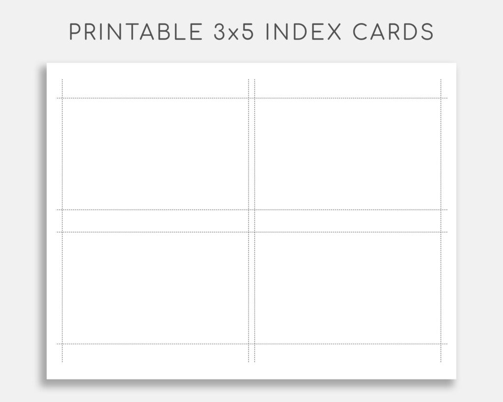 3X5 Index Card Template For Word