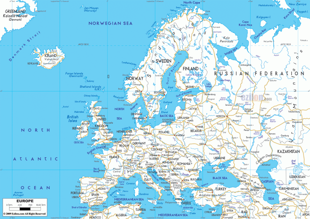 4 Free Full Detailed Printable Map Of Europe With Cities In PDF World 