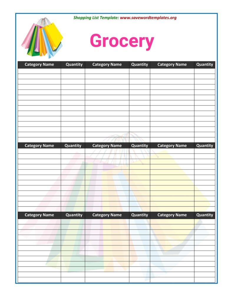 40 Printable Grocery List Templates Shopping List TemplateLab