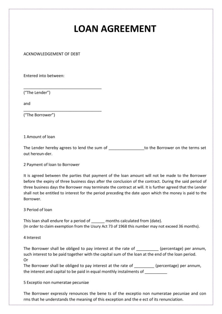 40 Simple Loan Agreement Templates FREE TemplateLab