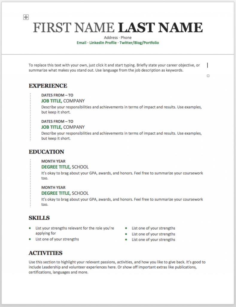 Absolutely Free Printable Resume Templates