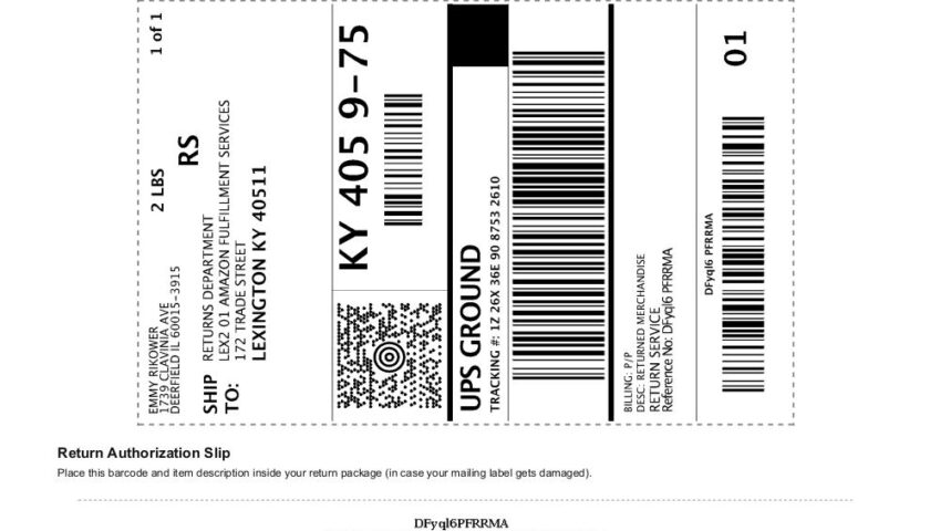 Amazon Printable Return Label