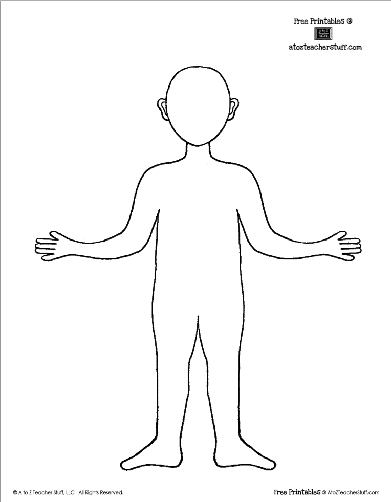 Body Template Outline Boy Or Girl A To Z Teacher Stuff Printable 