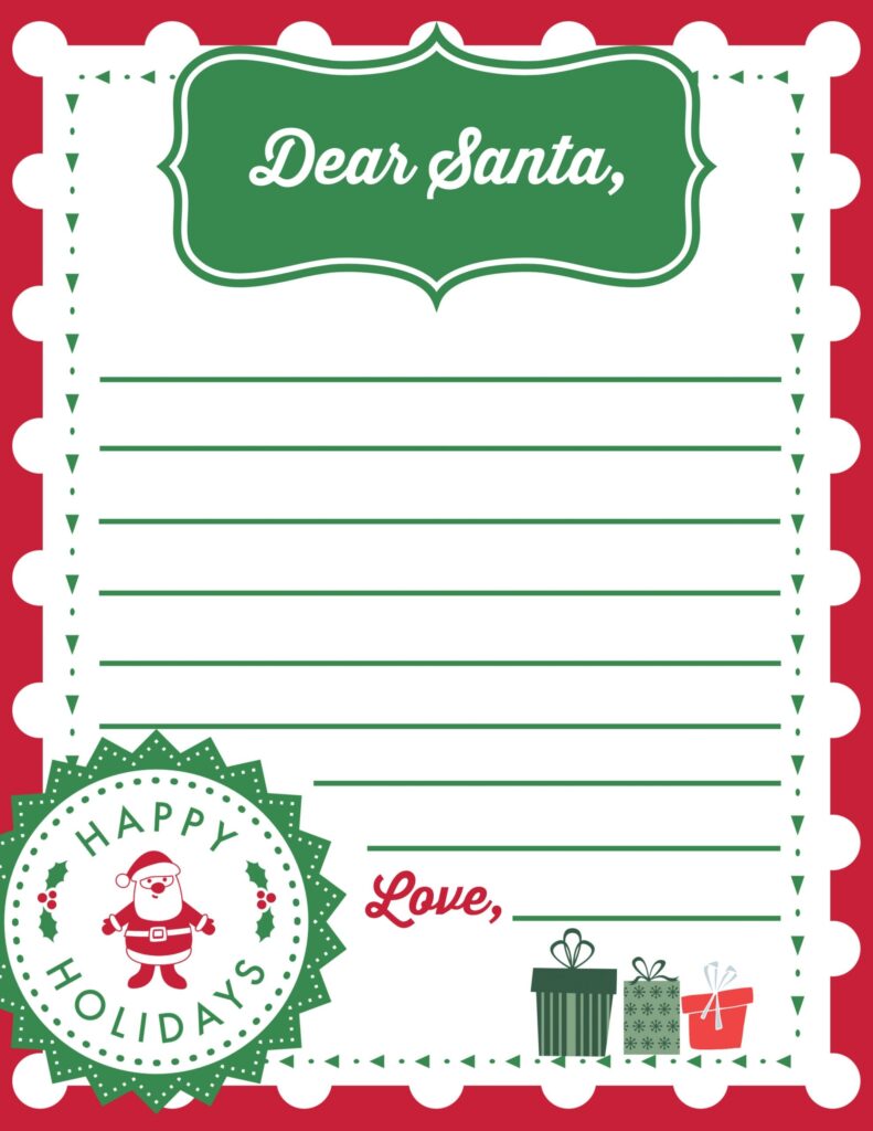 Dear Santa Letter Template free Printables 2020