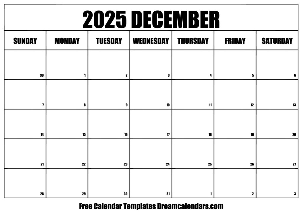 December 2025 Calendar Free Printable With Holidays And Observances