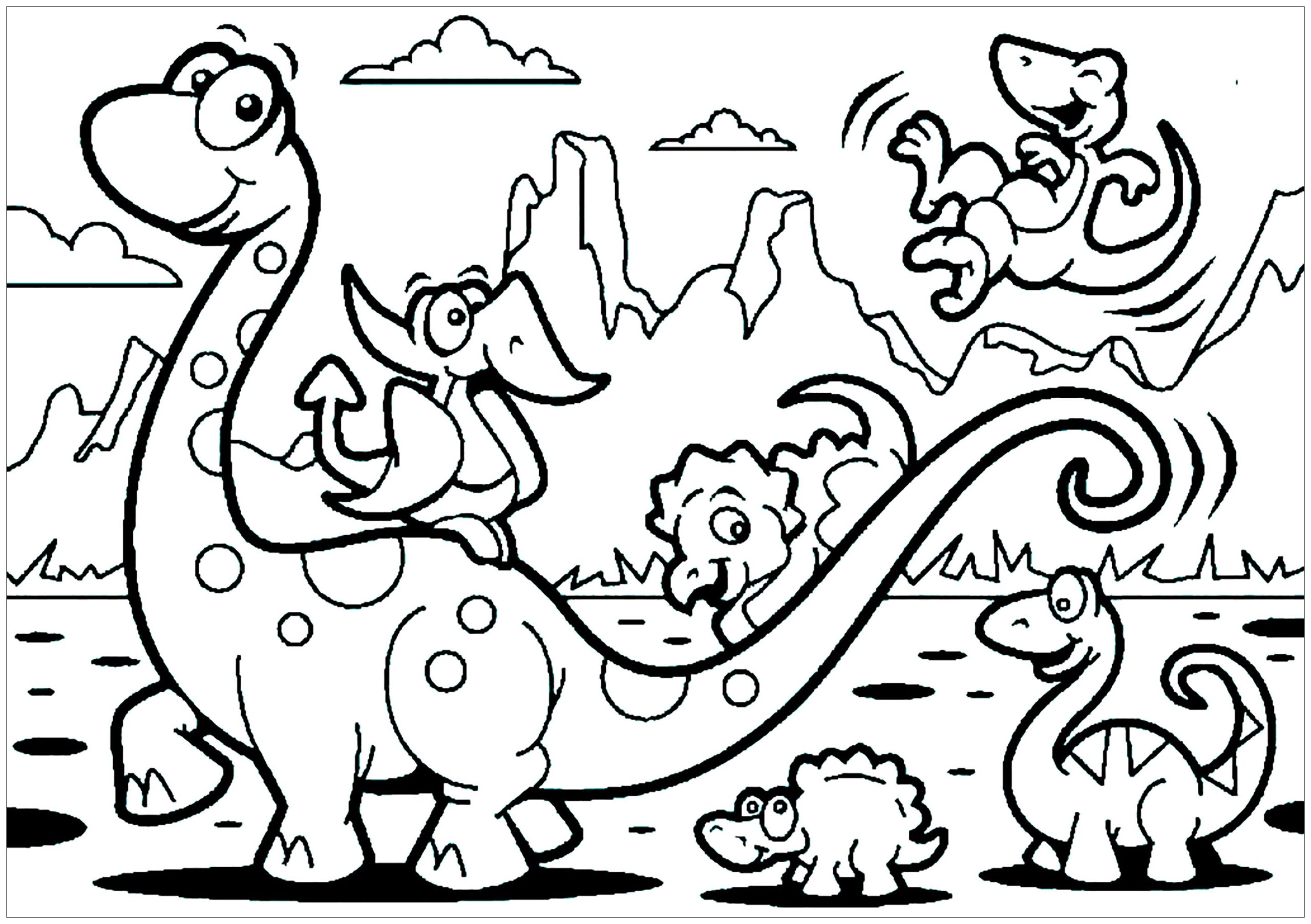 Dinosaur Family Dinosaur Coloring Pages For Kids