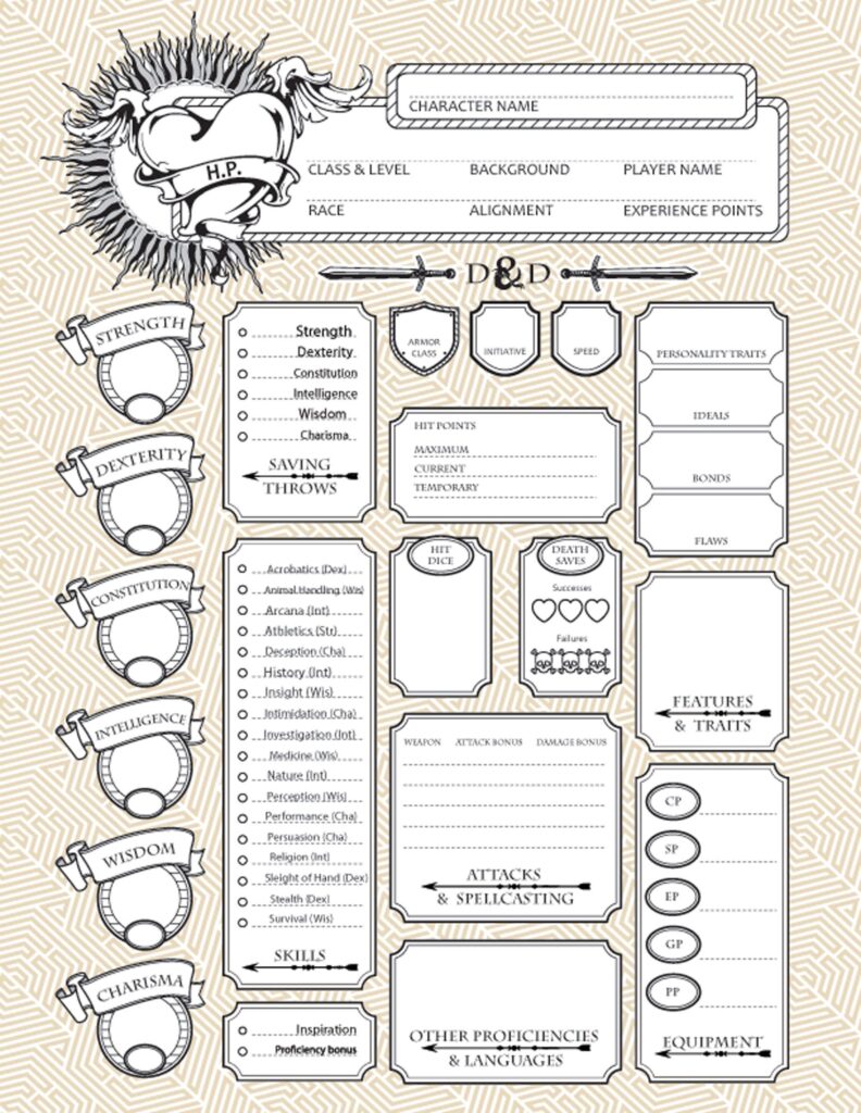 Dnd Printable Character Sheets