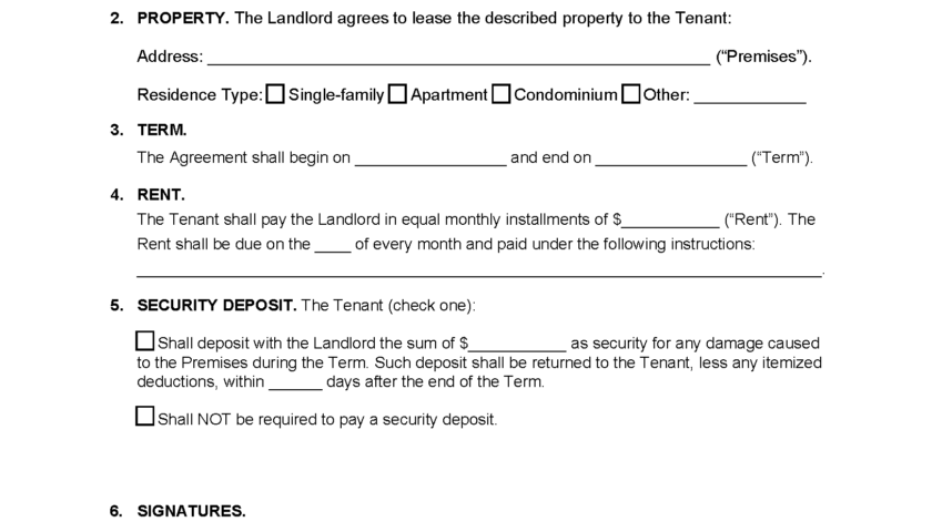 Fill In Blank Free Printable Basic Rental Agreement Pdf Printable