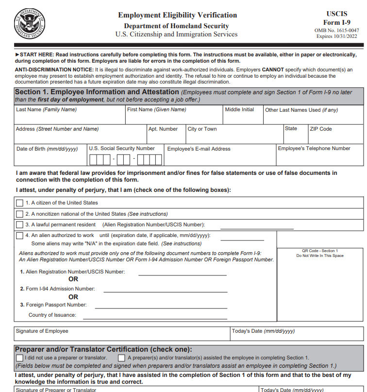 Form I 9 Fillable Version Printable Forms Free Online