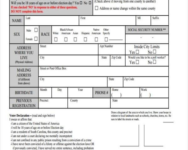 FREE 7 Voter Registration Forms In PDF MS Word