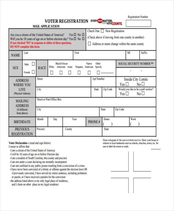 FREE 7 Voter Registration Forms In PDF MS Word