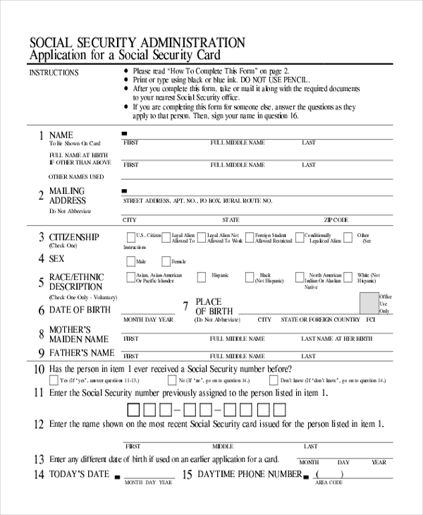 FREE 9 Sample Social Security Disability Forms In PDF Word Printable 