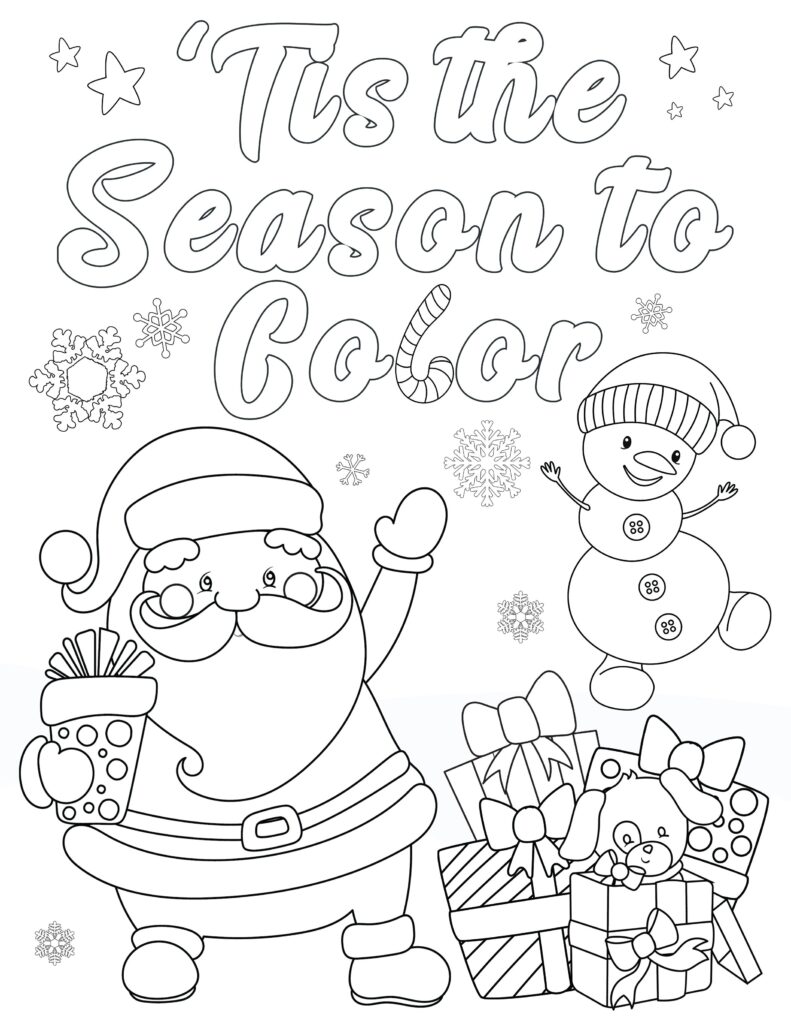 FREE Christmas Coloring Page Tis The Season To Color Happiness Is 