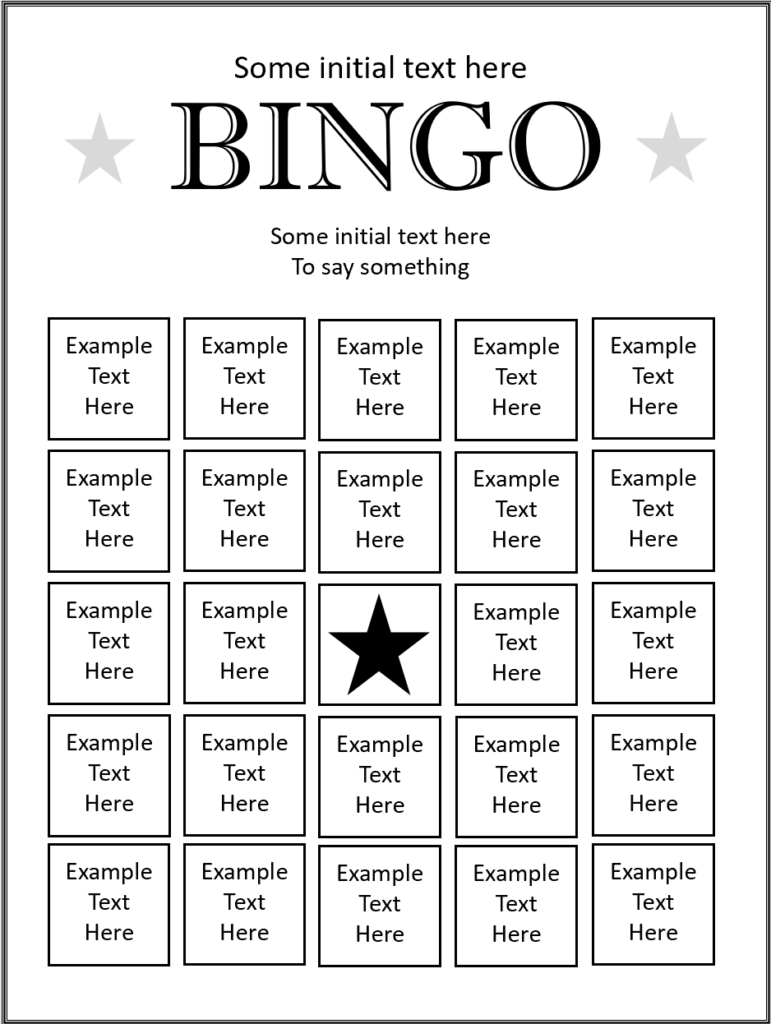 Free Editable Bingo Cards