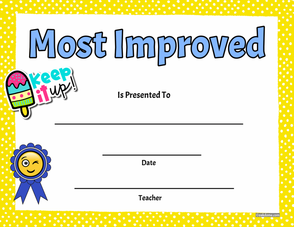 Free Fast Student Award Generator Most Improved Award