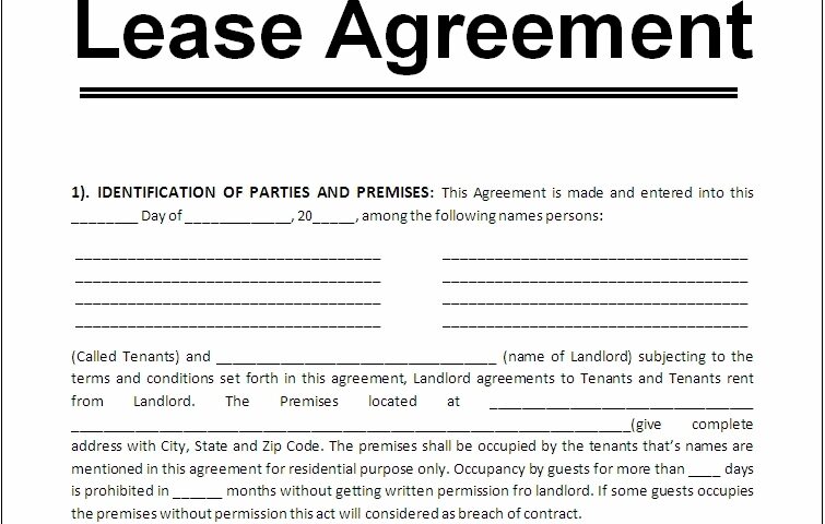 Free Fillable Printable Lease Agreement Form