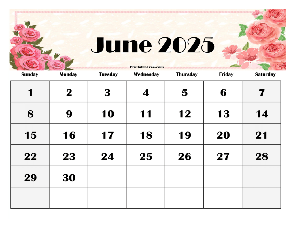 Free June 2025 Calendar Printable PDF Template With Holidays