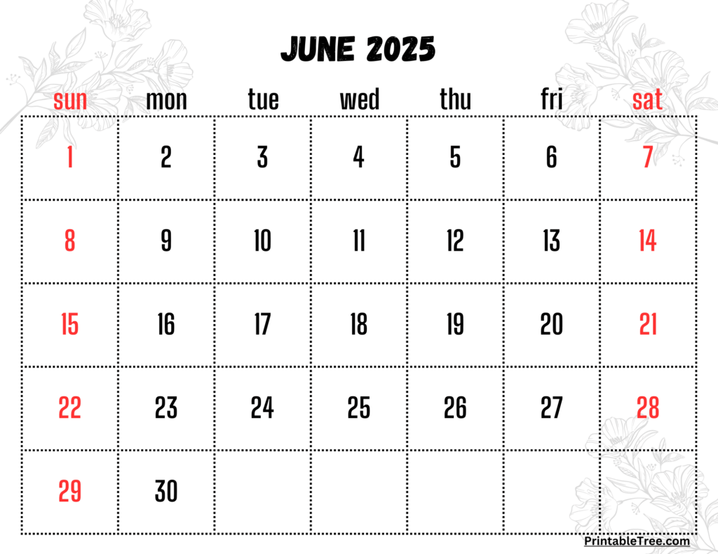 Free June 2025 Calendar Printable PDF Template With Holidays