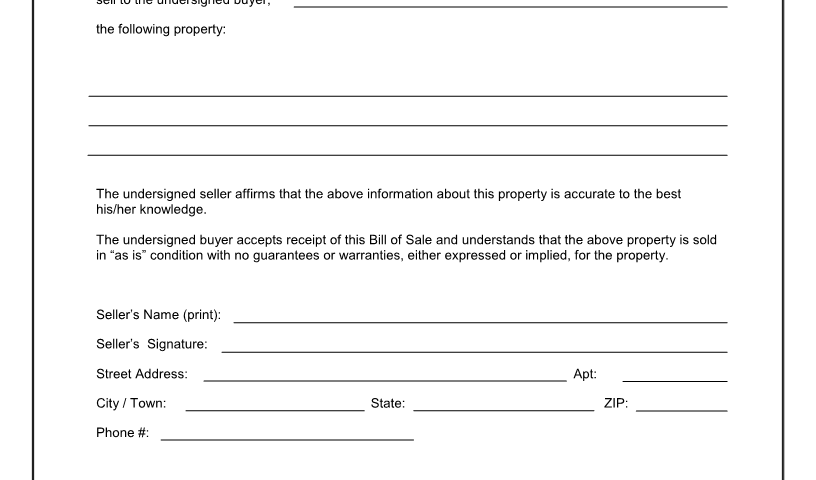 Free Printable Bill Of Sale Templates Form GENERIC