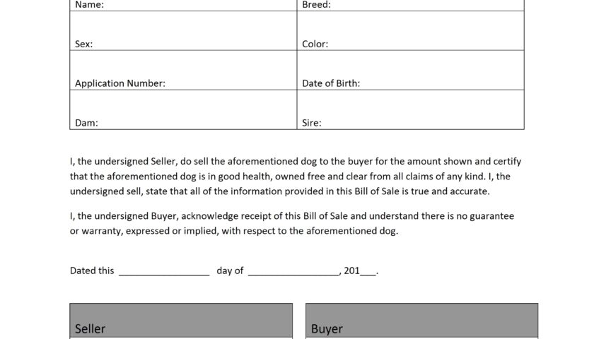 Free Printable Bill Of Sale Templates Form GENERIC