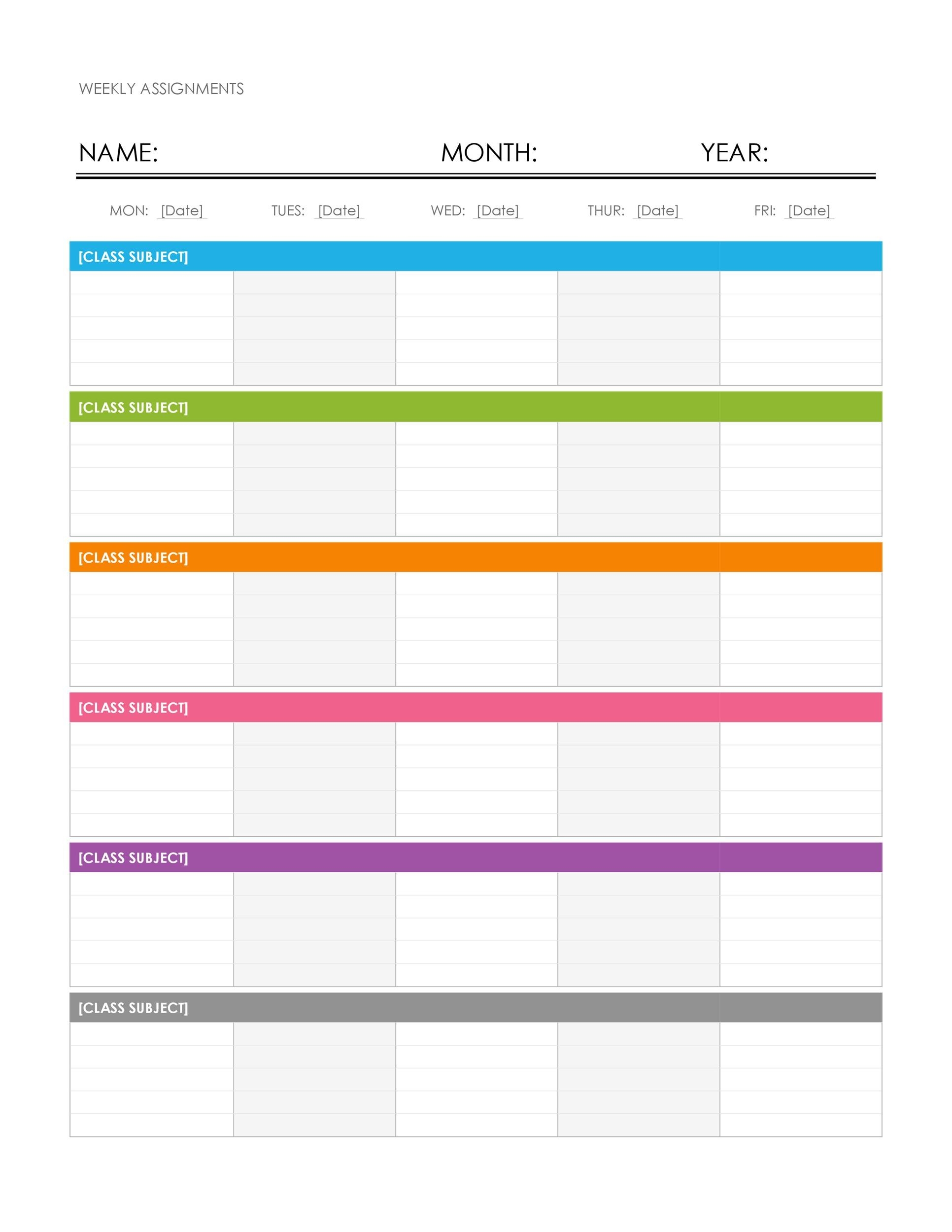 Free Printable Blank Weekly Calendar