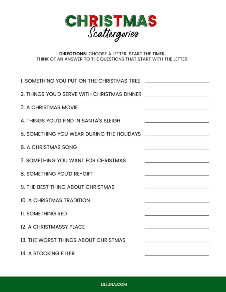 FREE Printable Christmas Games 4 FREEBIES Lil Luna