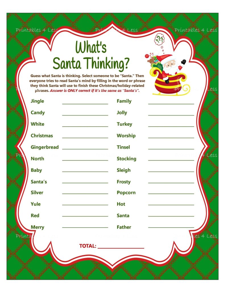 Free Printable Christmas Games For Family Gatherings