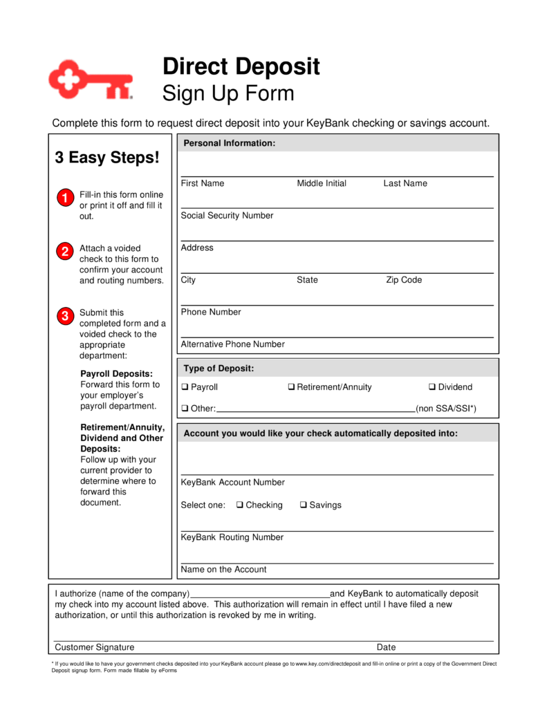 Free Printable Direct Deposit Form