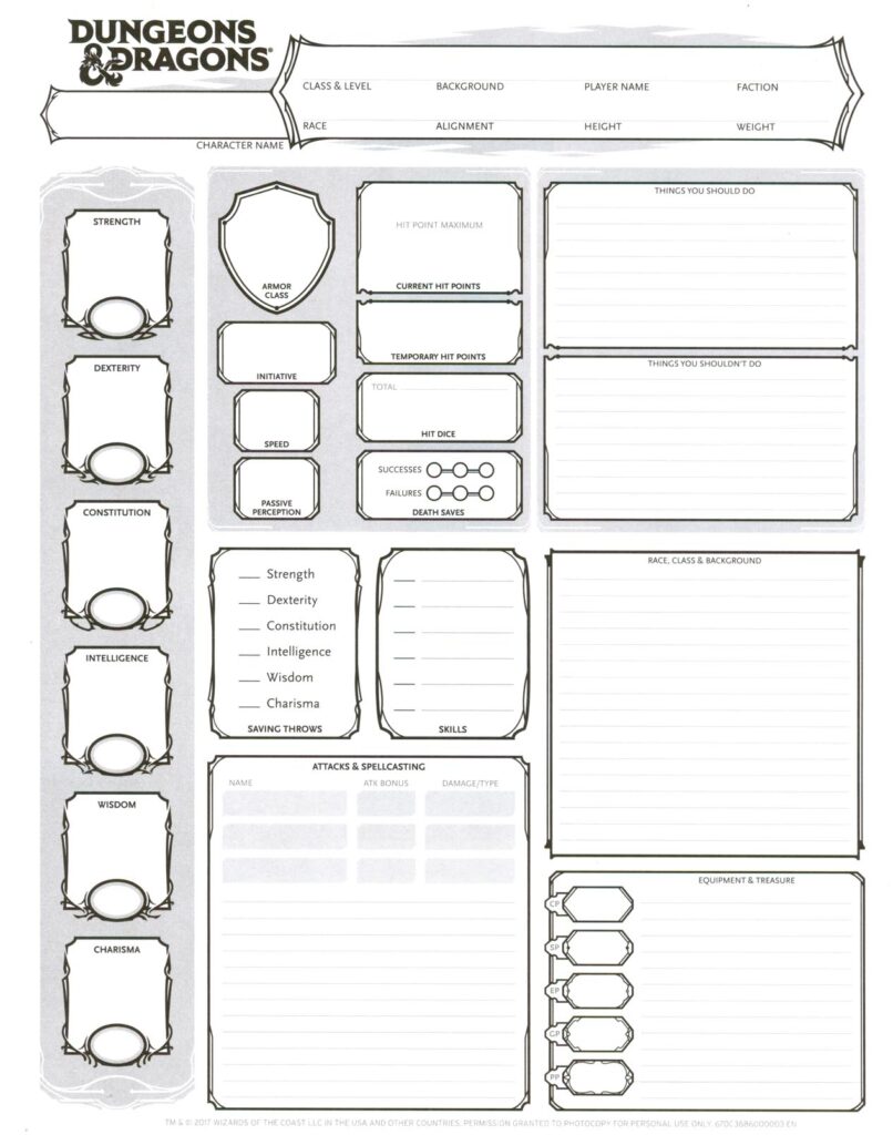 Free Printable Dnd Character Sheets