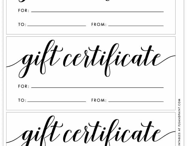 Free Printable Gift Certificate Template Pjs And Paint