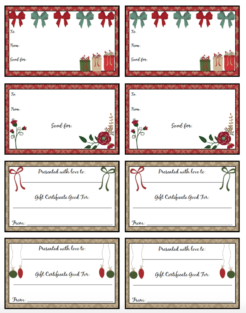 Free Printable Gift Certificate Templates