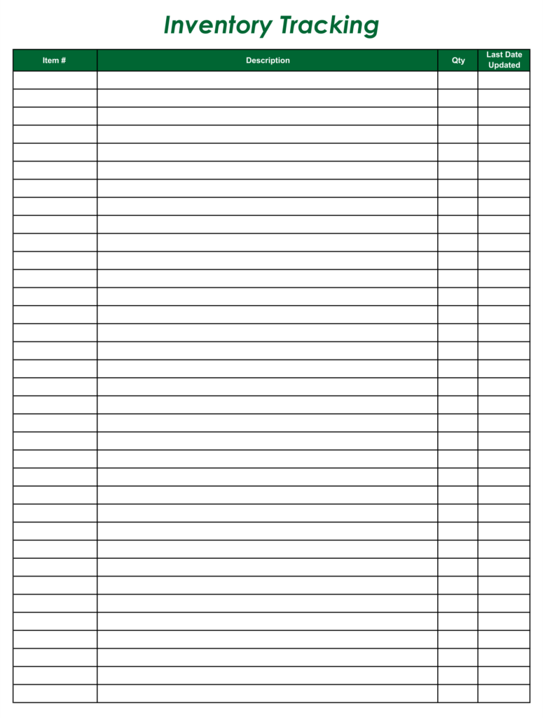 Free Printable Inventory Log Sheets