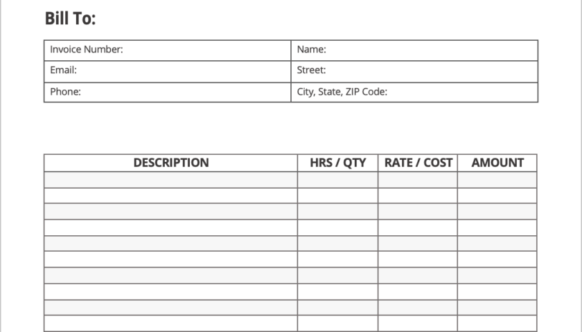 Free Printable Invoice Template PDF WORD EXCEL