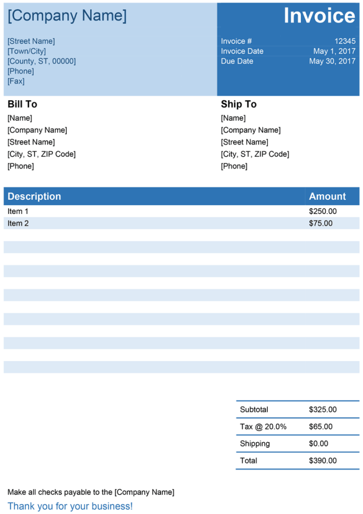 Free Printable Invoice Templates Word