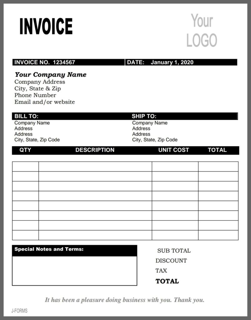 Free Printable Invoices Templates