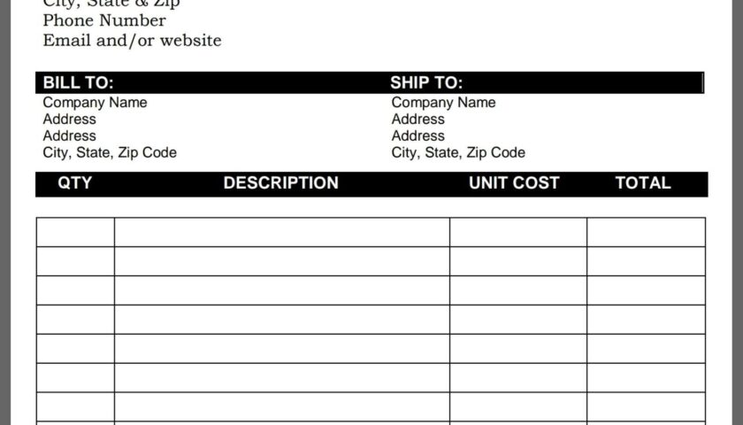 Free Printable Invoices Templates