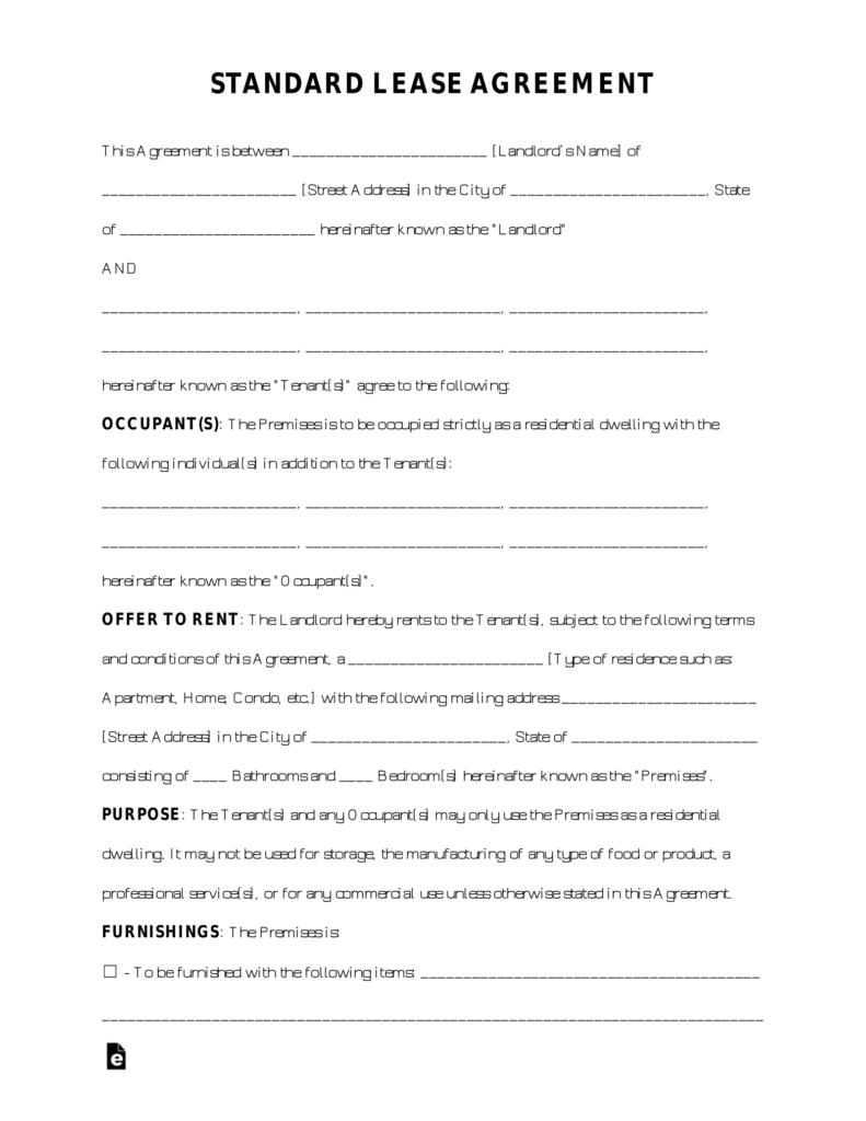 Free Printable Lease Agreement