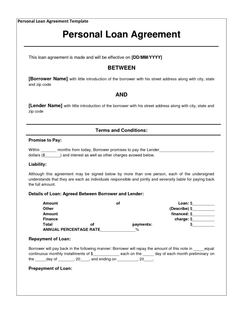 Free Printable Loan Agreement Form Form GENERIC 